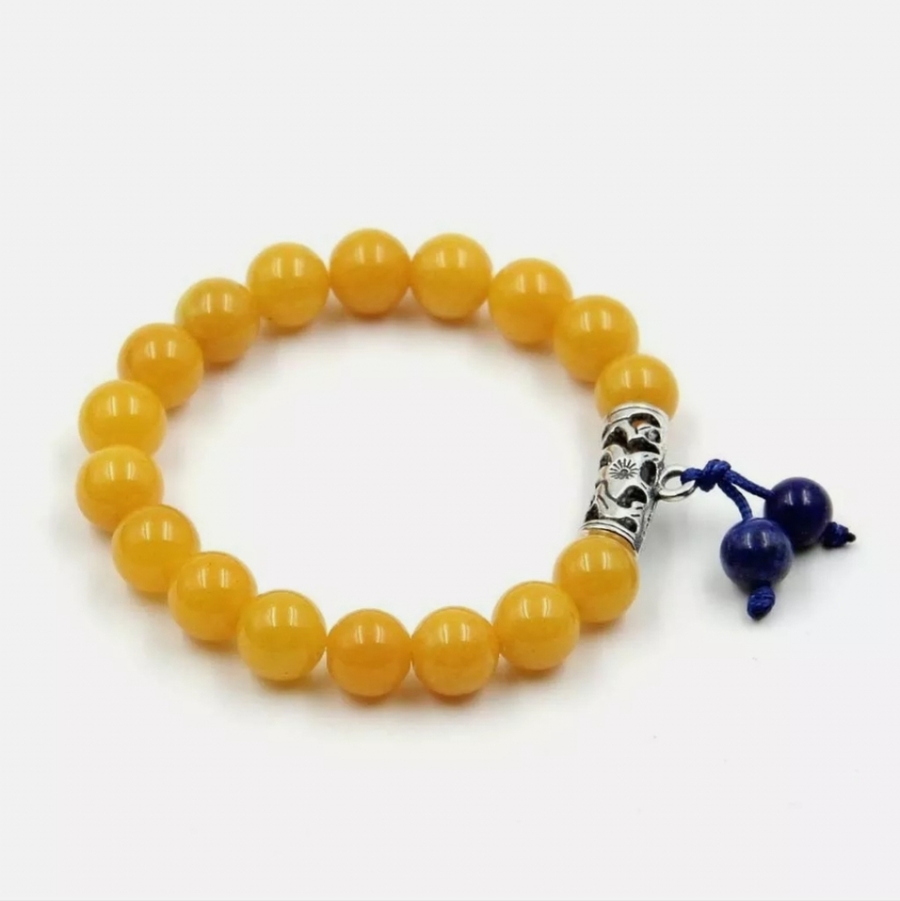 Yellow Gemstone Lapis Lazuli Topaz silvering Bracelet Chakra Bracelet Mala Bead